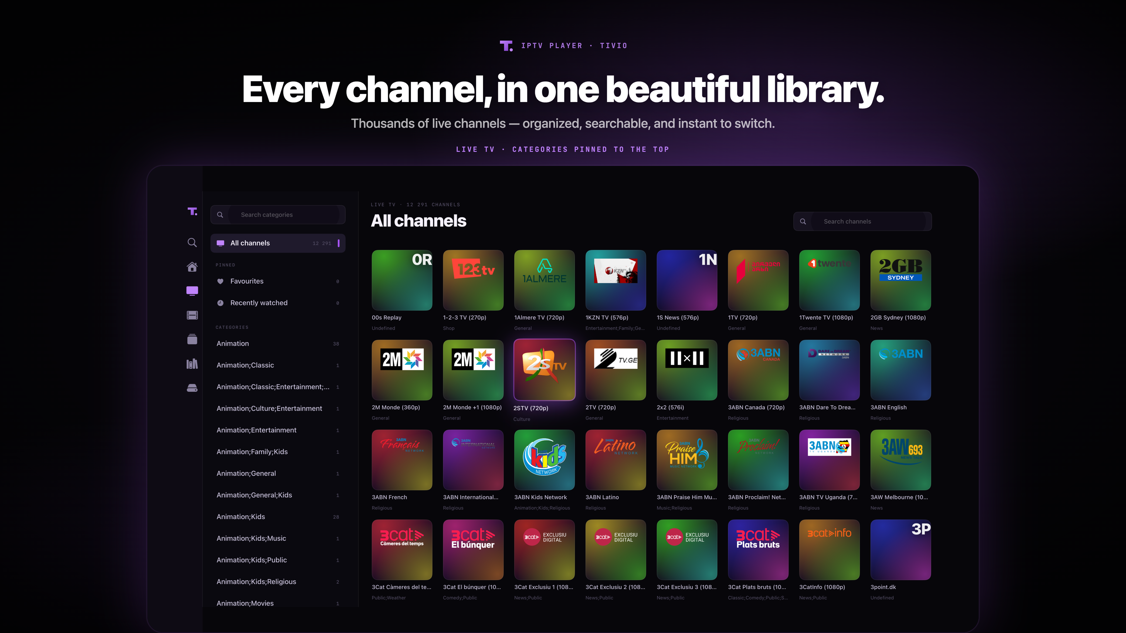 Live TV grid with channel logos