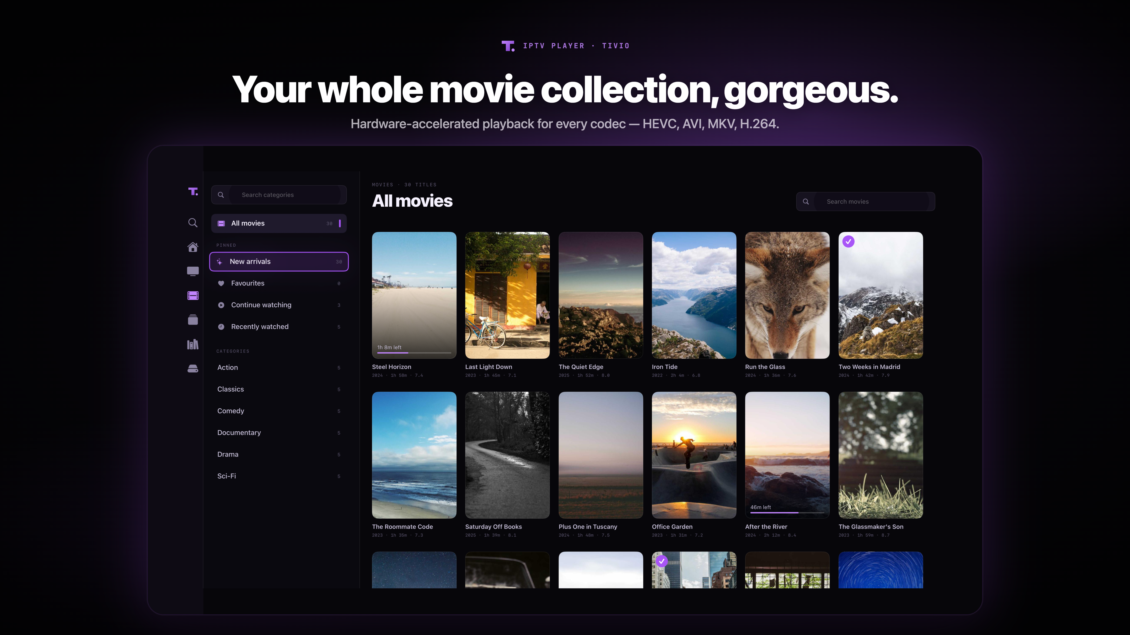 Continue watching shelf with movies and series